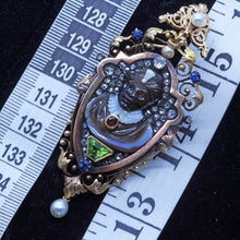Antique Victorian Brooch Pendant Blackamoor Cameo Diamonds Sapphire Gold (6992)