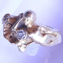 Antique Art Nouveau Ring Figural Reclining Woman 18k Gold Diamond French (6498)