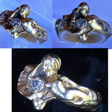 Antique Art Nouveau Ring Figural Reclining Woman 18k Gold Diamond French (6498)