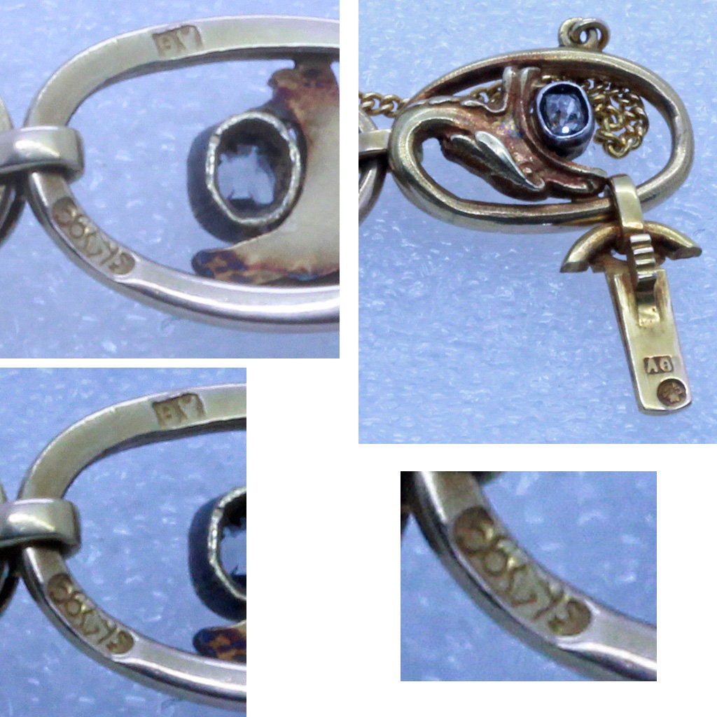 Antique Russian Nouveau Bracelet Gold Diamond Mermaid Dragon Faberge Worker(7002)