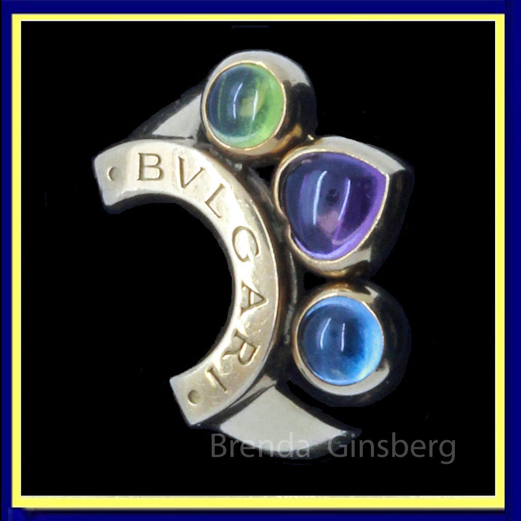 Vintage Bulgari BVLGARI Ring Allegra 18k Gold Aquamarine Amethyst Peridot (7010)