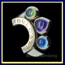 Vintage Bulgari BVLGARI Ring Allegra 18k Gold Aquamarine Amethyst Peridot (7010)