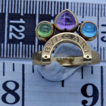 Vintage Bulgari BVLGARI Ring Allegra 18k Gold Aquamarine Amethyst Peridot (7010)