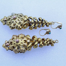 Antique French Earrings 18k Gold Turquoise very long Milanos Day Night (6951)