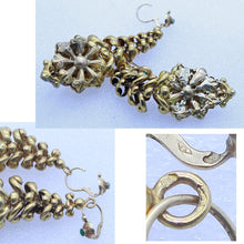 Antique French Earrings 18k Gold Turquoise very long Milanos Day Night (6951)