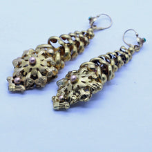 Antique French Earrings 18k Gold Turquoise very long Milanos Day Night (6951)