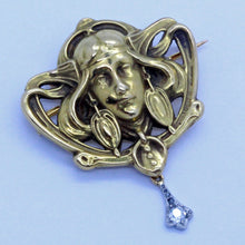 Antique Art Nouveau Brooch Pendant Gold Diamond sgnd Janvier, Nelly Kaplan(7011)