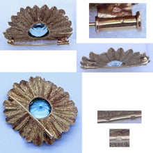 Vintage Retro Brooch 18k Gold Aquamarine Flower Y Arnould (Boivin) Unisex (7017)