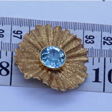 Vintage Retro Brooch 18k Gold Aquamarine Flower Y Arnould (Boivin) Unisex (7017)
