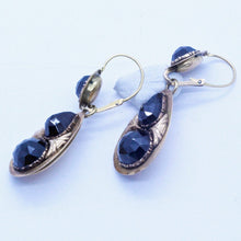 Antique Georgian Earrings Gold Garnets Day Night Dangle Dutch midnight red (7020)