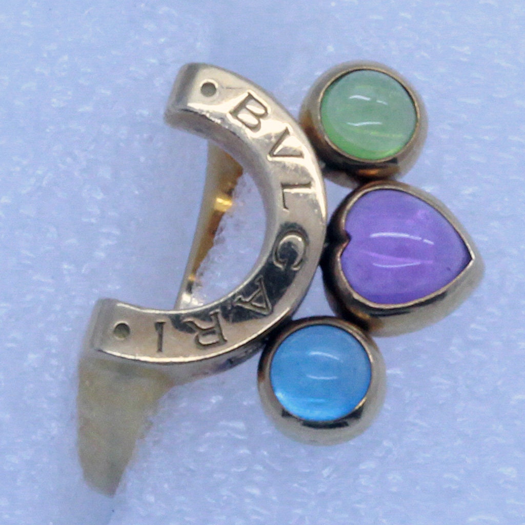 Vintage Bulgari BVLGARI Ring Allegra 18k Gold Aquamarine Amethyst Peridot (7010)