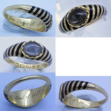 Antique Victorian Memorial Mourning Ring Gold Enamel Hair 1857 Unisex (7029)
