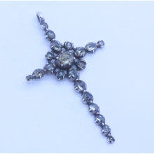 Antique Georgian Cross Pendant Silver Natural Zircons French 18C Unisex (7031)