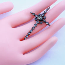 Antique Georgian Cross Pendant Silver Natural Zircons French 18C Unisex (7031)