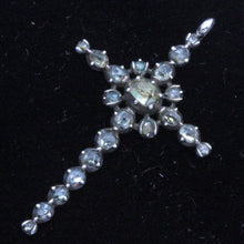 Antique Georgian Cross Pendant Silver Natural Zircons French 18C Unisex (7031)