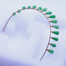 Antique Victorian / Edwardian Tiara 14k gold natural untreated jade metal (7046)