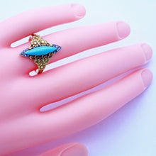 Antique Art Nouveau Ring 18k Gold Turquoise Diamonds Navette Eugene Barral (7051)