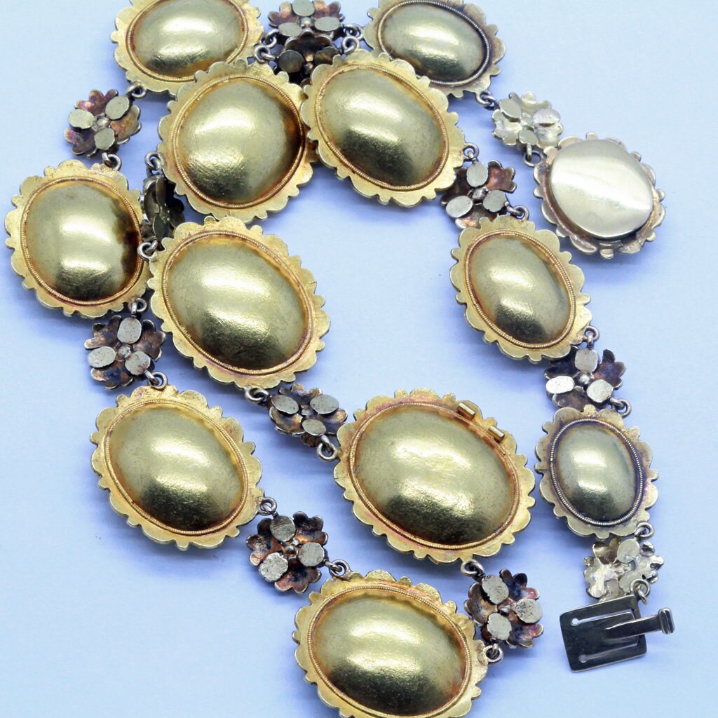 Antique Georgian Necklace 18k Gold Chrysoprase Rubies c1810 English (7052)