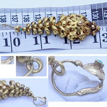 Antique French Earrings 18k Gold Turquoise very long Milanos Day Night (6951)