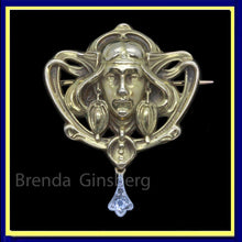 Antique Art Nouveau Brooch Pendant Gold Diamond sgnd Janvier, Nelly Kaplan(7011)