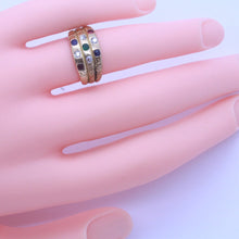 Antique Victorian Harem Ring 14k Gold Diamonds Rubies Sapphires Gems Unisex(7016)