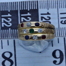 Antique Victorian Harem Ring 14k Gold Diamonds Rubies Sapphires Gems Unisex(7016)