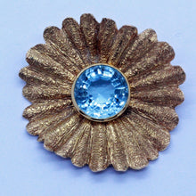 Vintage Retro Brooch 18k Gold Aquamarine Flower Y Arnould (Boivin) Unisex (7017)