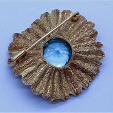 Vintage Retro Brooch 18k Gold Aquamarine Flower Y Arnould (Boivin) Unisex (7017)