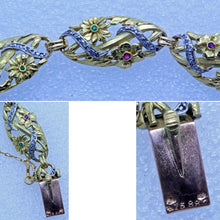 Antique French Nouveau Bracelet Bangle 18k Gold Diamonds Rubies Emeralds (7040)