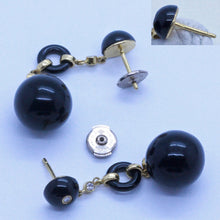 Antique Art Deco Earrings Ear Pendants 18k Gold Diamonds Enamel French (7044)