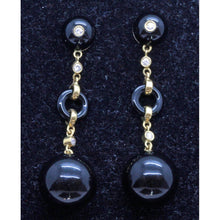 Antique Art Deco Earrings Ear Pendants 18k Gold Diamonds Enamel French (7044)