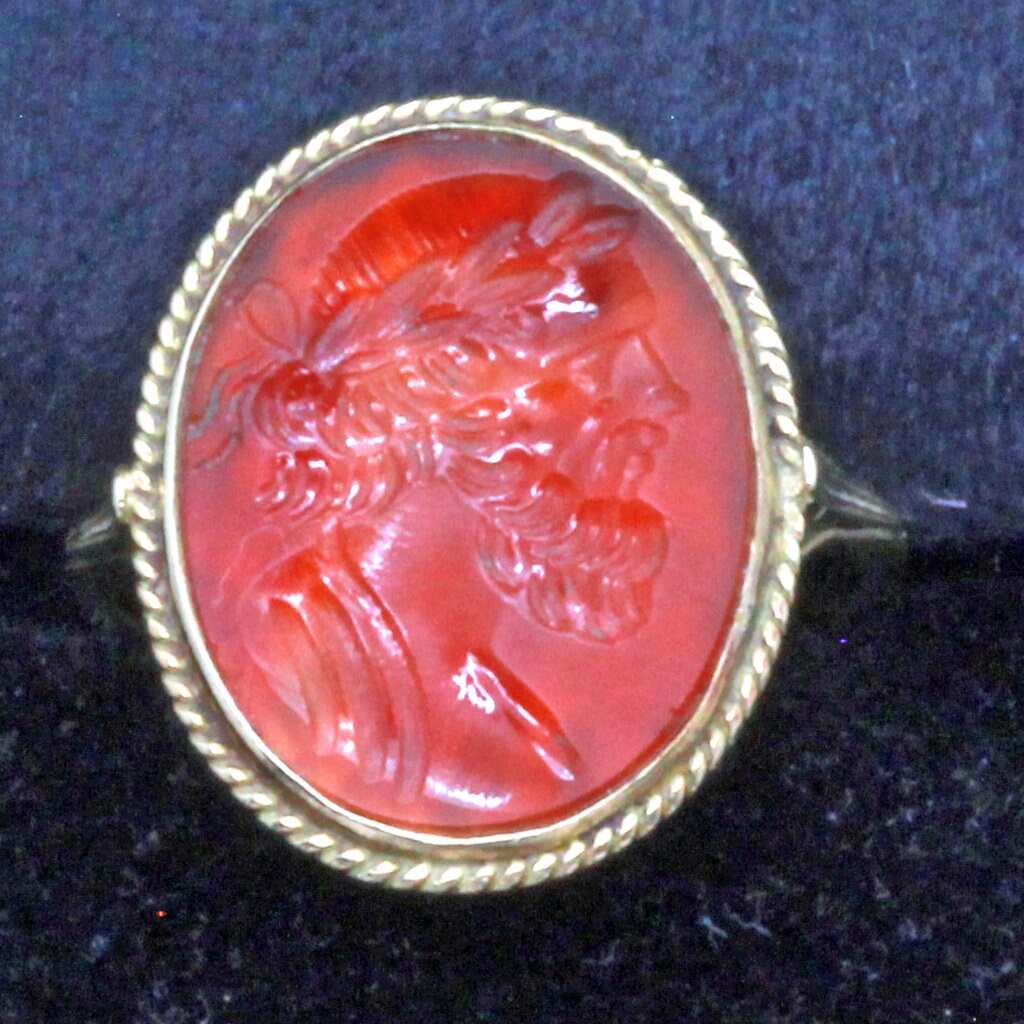 Antique Georgian Ring 18k Gold Intaglio Cameo Carnelian French 18C Unisex (7027)