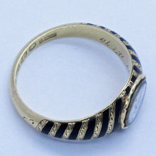 Antique Victorian Memorial Mourning Ring Gold Enamel Hair 1857 Unisex (7029)