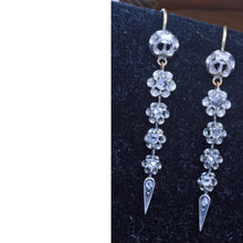 Antique Edwardian Earrings Diamond Dangles Silver Gold French c1910-20 (7019)