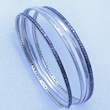 Antique Art Deco Set 4 Bangle Bracelets Silver Diamonds French 1910-1920 (7030)