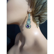 Antique Georgian Earrings Chrysoberyl Amethysts Iberian Ear Pendants 18C (7033)