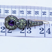 Antique Georgian Earrings Chrysoberyl Amethysts Iberian Ear Pendants 18C (7033)