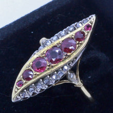 Antique Victorian Ring Rubies Diamonds 18k Gold Silver French Napoleon III(7034)