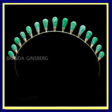 Antique Victorian / Edwardian Tiara 14k gold natural untreated jade metal (7046)