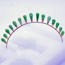 Antique Victorian / Edwardian Tiara 14k gold natural untreated jade metal (7046)