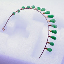 Antique Victorian / Edwardian Tiara 14k gold natural untreated jade metal (7046)