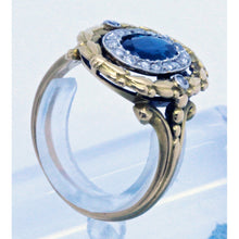 Antique Victorian Ring Sapphire Diamonds 18k Gold Napoleon III French (7042)