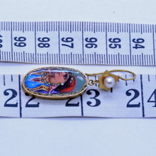 Antique Victorian Earrings French 18k Gold Diamonds Pearls Enamel Portrait (7041)