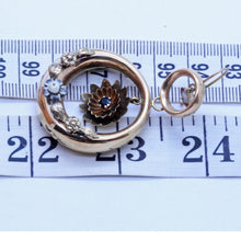 Antique Creole Earrings Large Hoops Gold Pearls Sapphires 19th Century (7045)