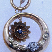 Antique Creole Earrings Large Hoops Gold Pearls Sapphires 19th Century (7045)