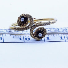 Antique Etruscan Revival Victorian Bangle Bracelet 14k Gold Diamonds USA (7053)