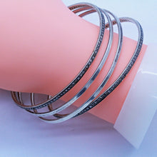 Antique Art Deco Set 4 Bangle Bracelets Silver Diamonds French 1910-1920 (7030)