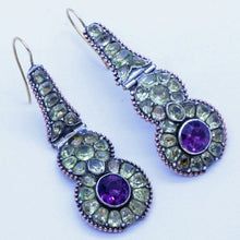 Antique Georgian Earrings Chrysoberyl Amethysts Iberian Ear Pendants 18C (7033)