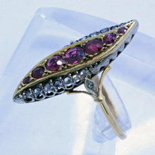 Antique Victorian Ring Rubies Diamonds 18k Gold Silver French Napoleon III(7034)