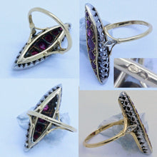 Antique Victorian Ring Rubies Diamonds 18k Gold Silver French Napoleon III(7034)